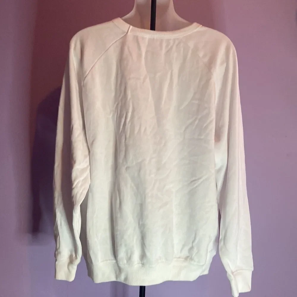 33 Revolutions White Peace Sign Sweatshirt Women's XL Pullover Graphic Top
